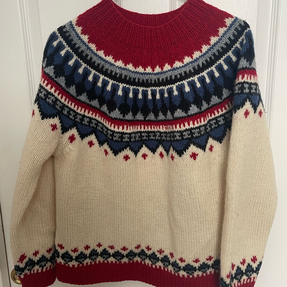 Nordic Patterned Sweater - Red, Blue, Cream